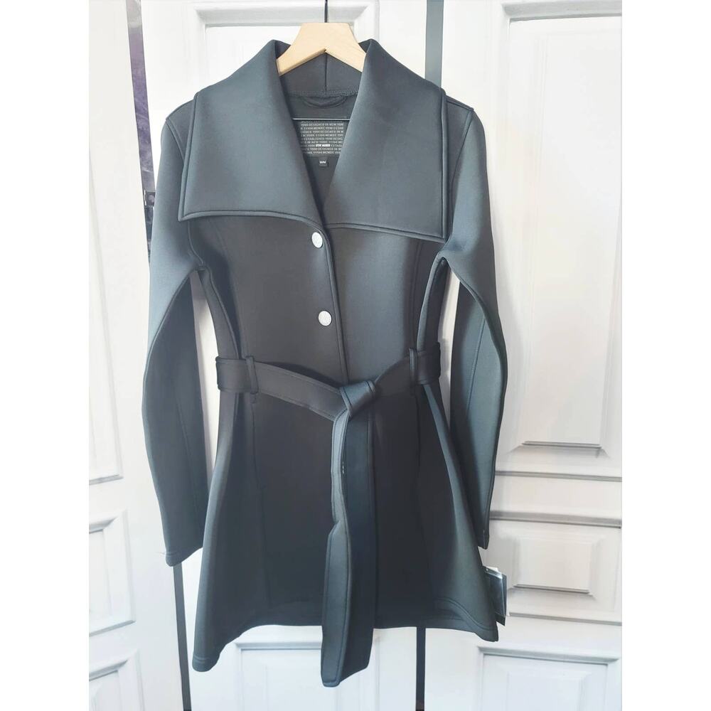 NEW Steve Madden Black Belted Midi Coat - Medium